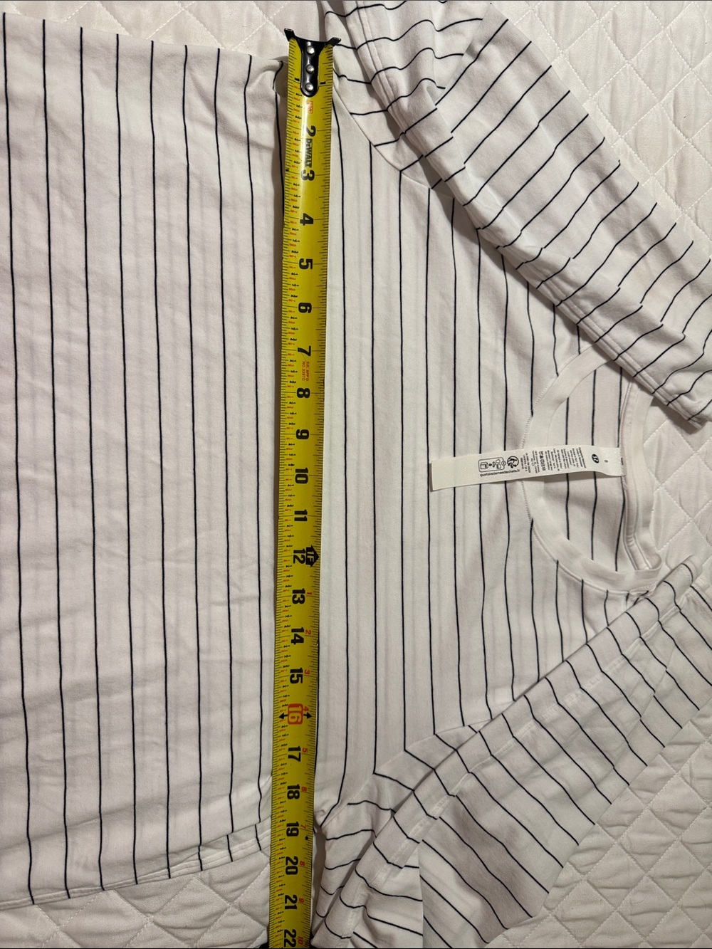 Lululemon White Love Long Sleeve Tee with Thin Black Stripes - Picture 5 of 7